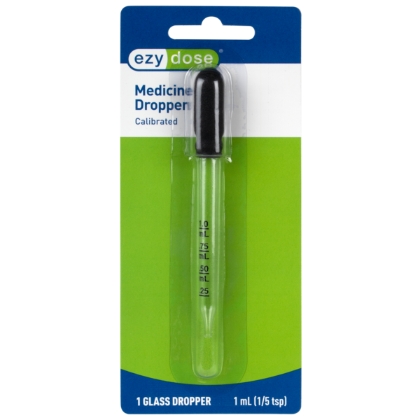 Straight-Tip Calibrated Glass Medicine Dropper (1 mL) in package