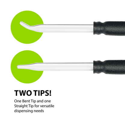 Glass droppers have two different tips, one bent tip and one straight tip dropper for versatile dispensing needs